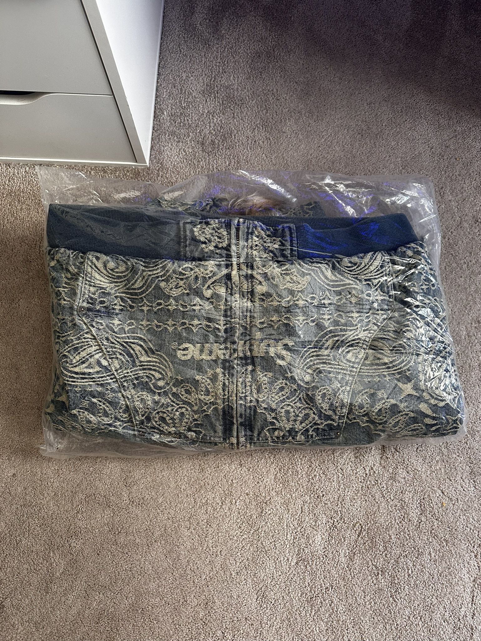 Supreme Bandana Jacquard Denim Hooded Work Jacket