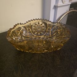 Vintage Amber Kemple Wheaton Pressed Glass Bowl