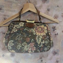 Patricia Nash Real Leather Purse With Floral Fabric