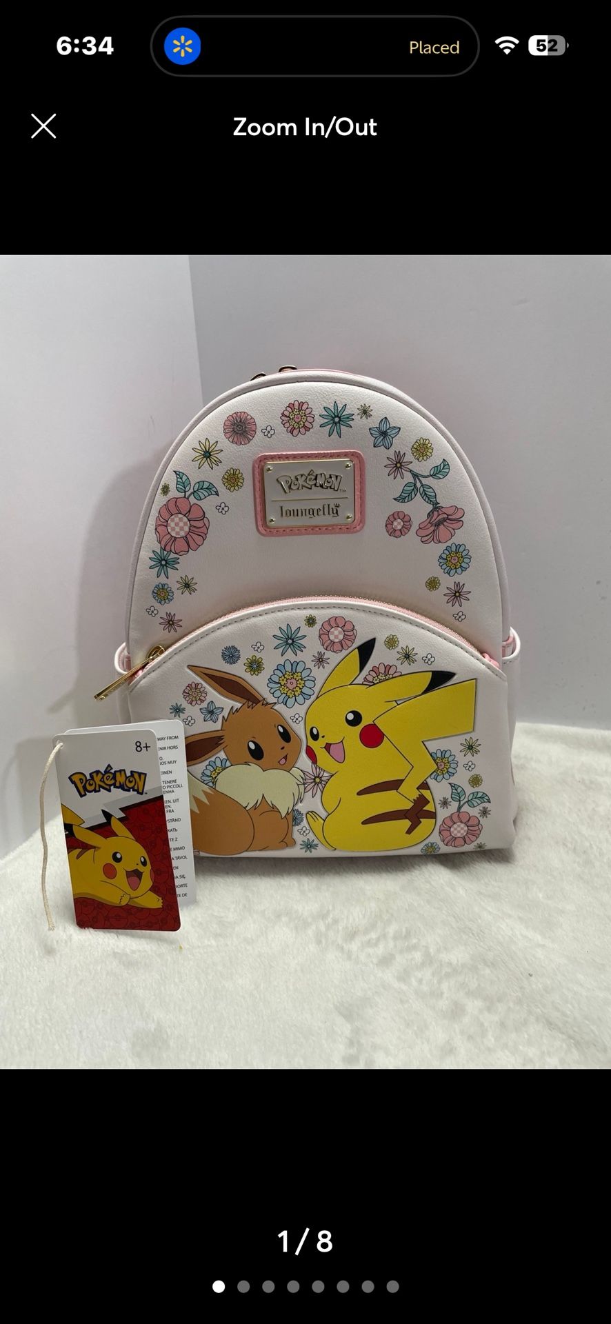 Loungefly Pokemon Pikachu and Eevee Floral Mini Backpack