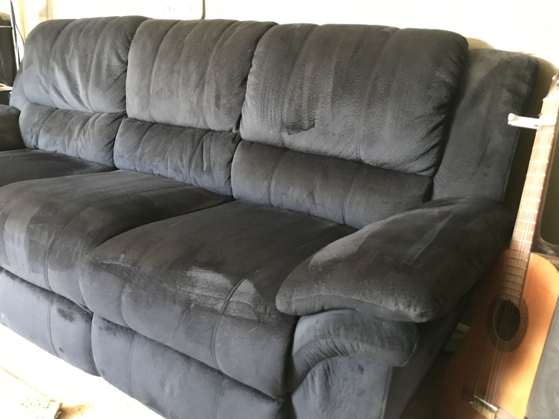 Three Piece Sectional Couch With Double Recliners