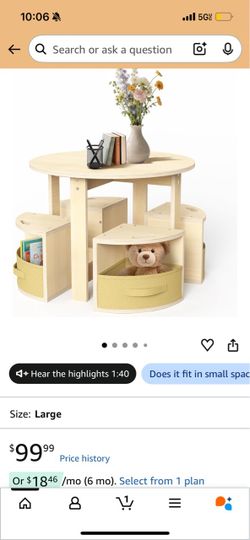 Bbgroundgrm Table and Chair Set with 4 Storage Stools