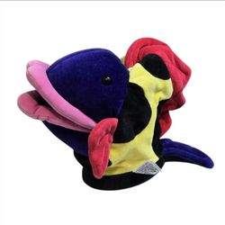 Vintage 1997 The Manhattan Toy Company Multi Color F-Lips Fish Hand Puppet Plush