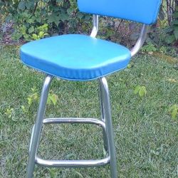 Vintage Blue Tall Swivel Candy Shop Bar Stool