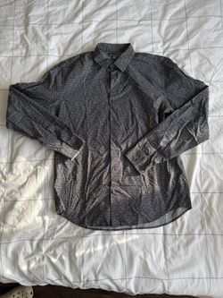 Vince black micro print button up shirt mens medium
