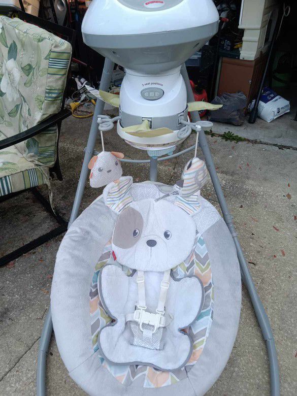 Fisher Price Snug A Puppy 3 Seat Position Baby Swing