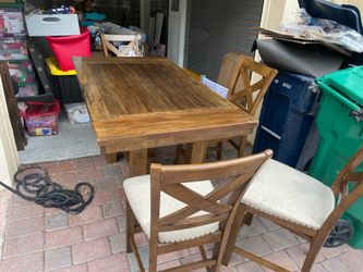 Dinning table wood with chairs and bench