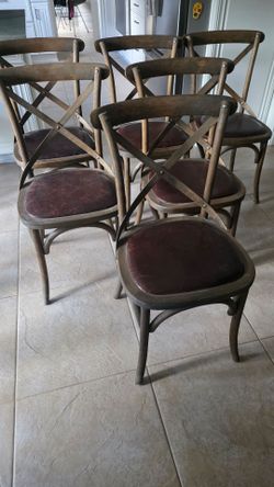 Set of 6 Restoration Hardware Madeleine Leather chairs