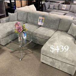 On sale ‼️ U shape sectional sofa light Gray, dark grey, black corduroy