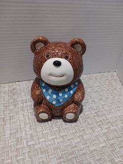 Vintage Otagiri Ceramic Teddy Bear Coin Bank 