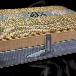 Early 20th Century Intricately Woven Fabric Jewelry Box