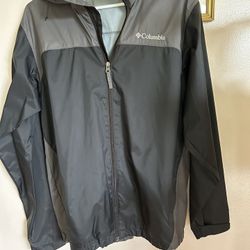 Columbia Lightweight Jacket Windbreaker Zipper Up Packable Hood Medium Men’s 