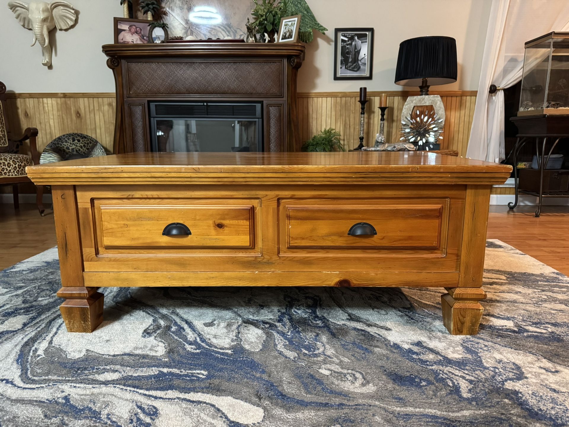 Rustic Lift Top Coffee Table with Storage Drawers