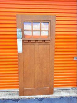 Wen 36 in. x 80 in. Craftsman 6 Lite Hazelnut Stain Fiberglass Front Door with Dentil Shelf & Brickmould