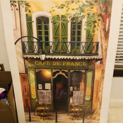 Cafe De France Large Framed Wall Poster 