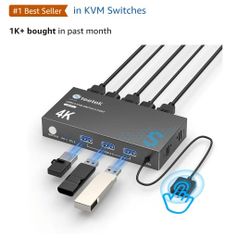 USB 3.0 HDMI KVM Switch 1 Monitors 2 Computers,
4K@60Hz KVM Switches for 2 Computers Sharing Monitor
Keyboard Mouse Hard Drives Printer, with EDID Ada