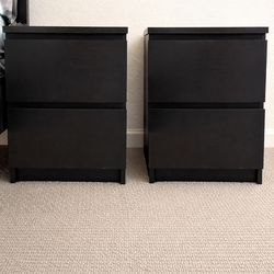 IKEA MALM Bedside Tables (Set of 2) – Black