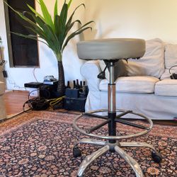 Beige Drafting Stool with Wheels