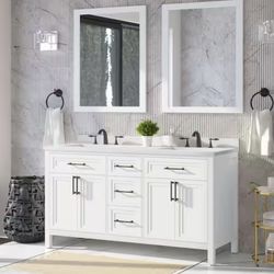 White Double Sink Bathroom Vanity 