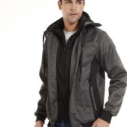 Men's Hooded Jacket Slim Fit Double Zipper Turtleneck Fleece Hoodie Outerwear