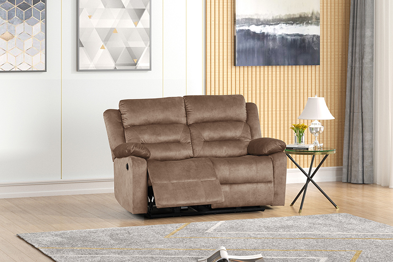 Tan Fabric Power Reclining Love Seat