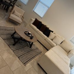 White/beige Sectional 