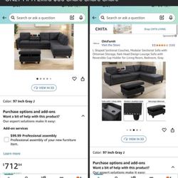 Dark Grey Couch Set 
