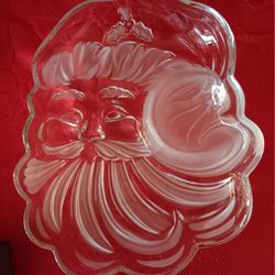 Gorham Beautiful Glass Santa Chips N Dip Bowl