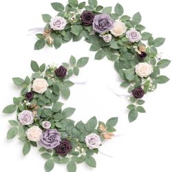 Ling's Moment 2Pack 2ft Artificial Flowers Garland Lilac Lantern Flower Centerpieces Light Purple Wedding Aisle Decor Chair Arch Floral for Reception 