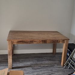Solid Wood Dining Table – Rustic Modern – Seats 4–6