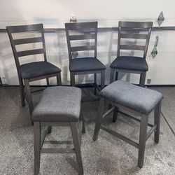 5  Bar Height Seats - 3 Chairs & 2  Stools