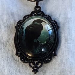 Gothic Raven Pendant Necklace