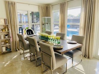 Modern Dining Table with 6 Upholstered Chairs