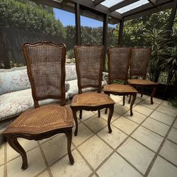 Set Of 4 High Back Cane Chairs