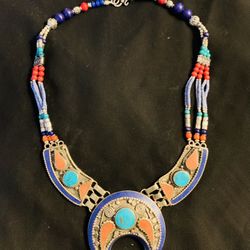 Tibetan Natural Turquoise & Coral Beautiful Necklace
