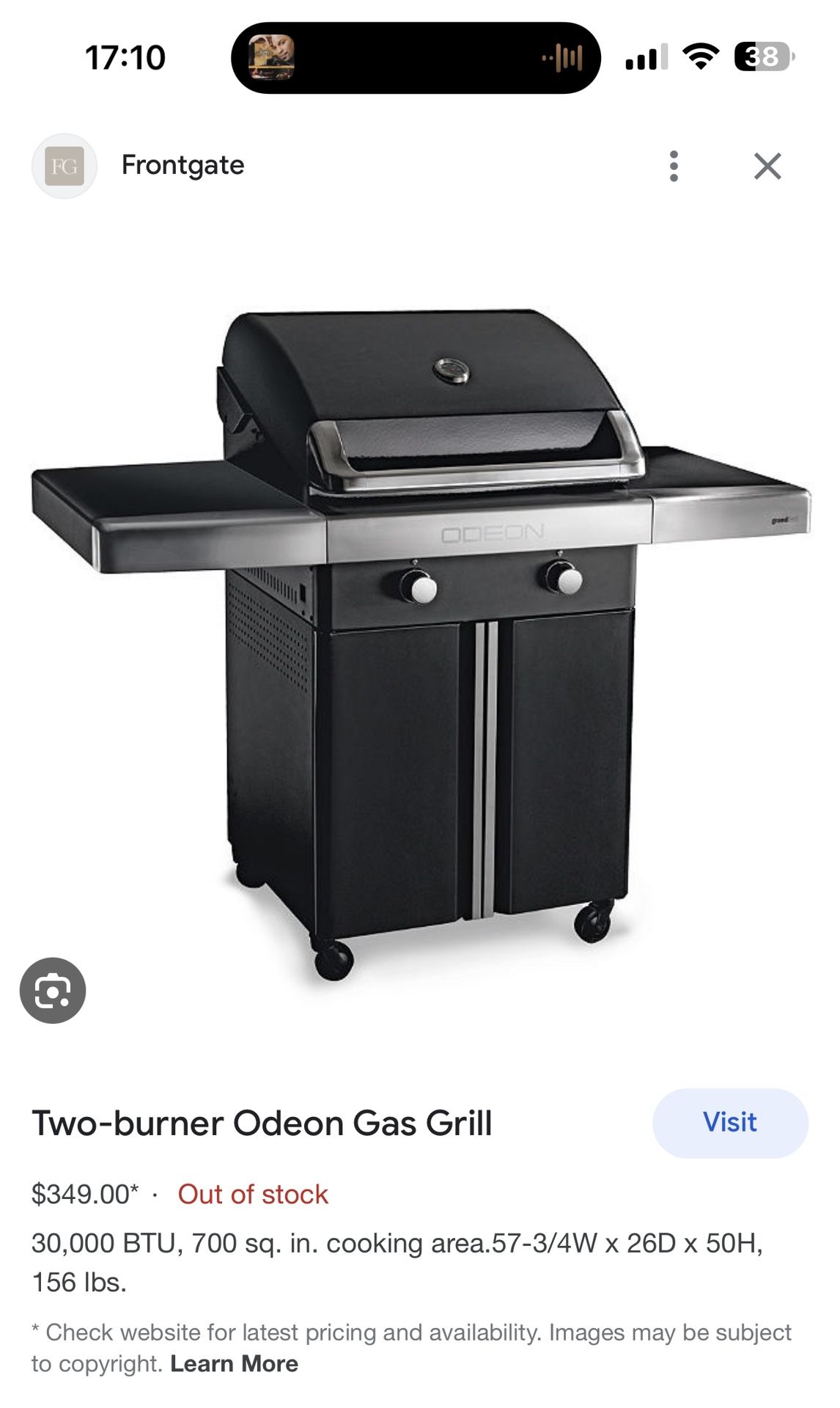 Two burner Odeon Gas grill