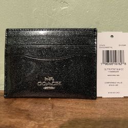 Coach Card Holder In Sparkly Patent Leather 