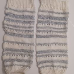 White And Silver Boot Topper Socks/Legwarmers