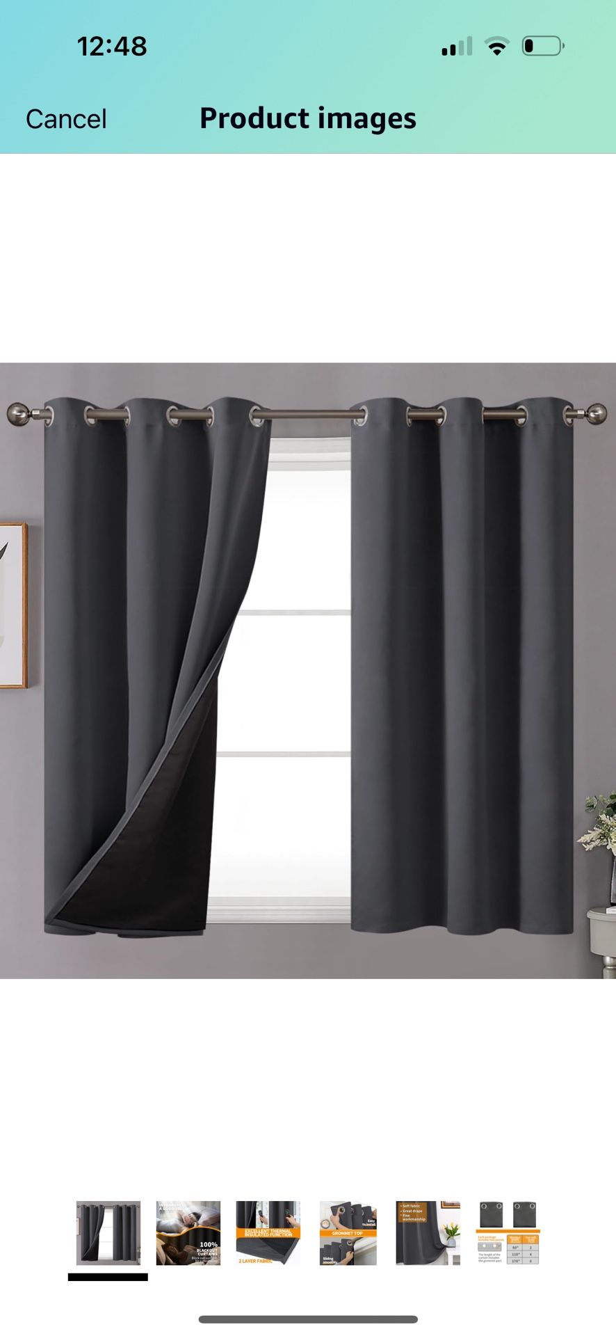 YoungsTex Dark Grey Short Blackout Curtains 40 Inch Long for Windows, Grommet Double Layer Darkening Thermal Window Drapes for Bedroom Kids Nursery Ba