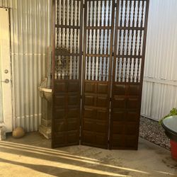 Three Panel walnut Screen