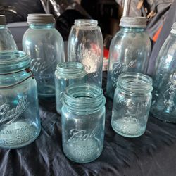 Blue Vintage Mason Jars