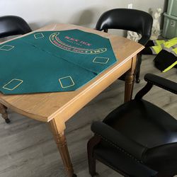 Gaming Table With 4 Leather Chairs 