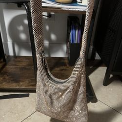 Gold Rhinestone Handbag Purse 
