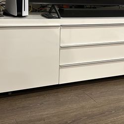 TV unit, high gloss white, 70 7/8x16 1/8x19 1/4