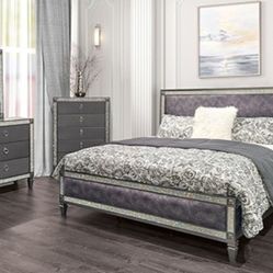 Brand New Grey Upscale 4pc Queen Bedroom Set (Available In Eastern King)