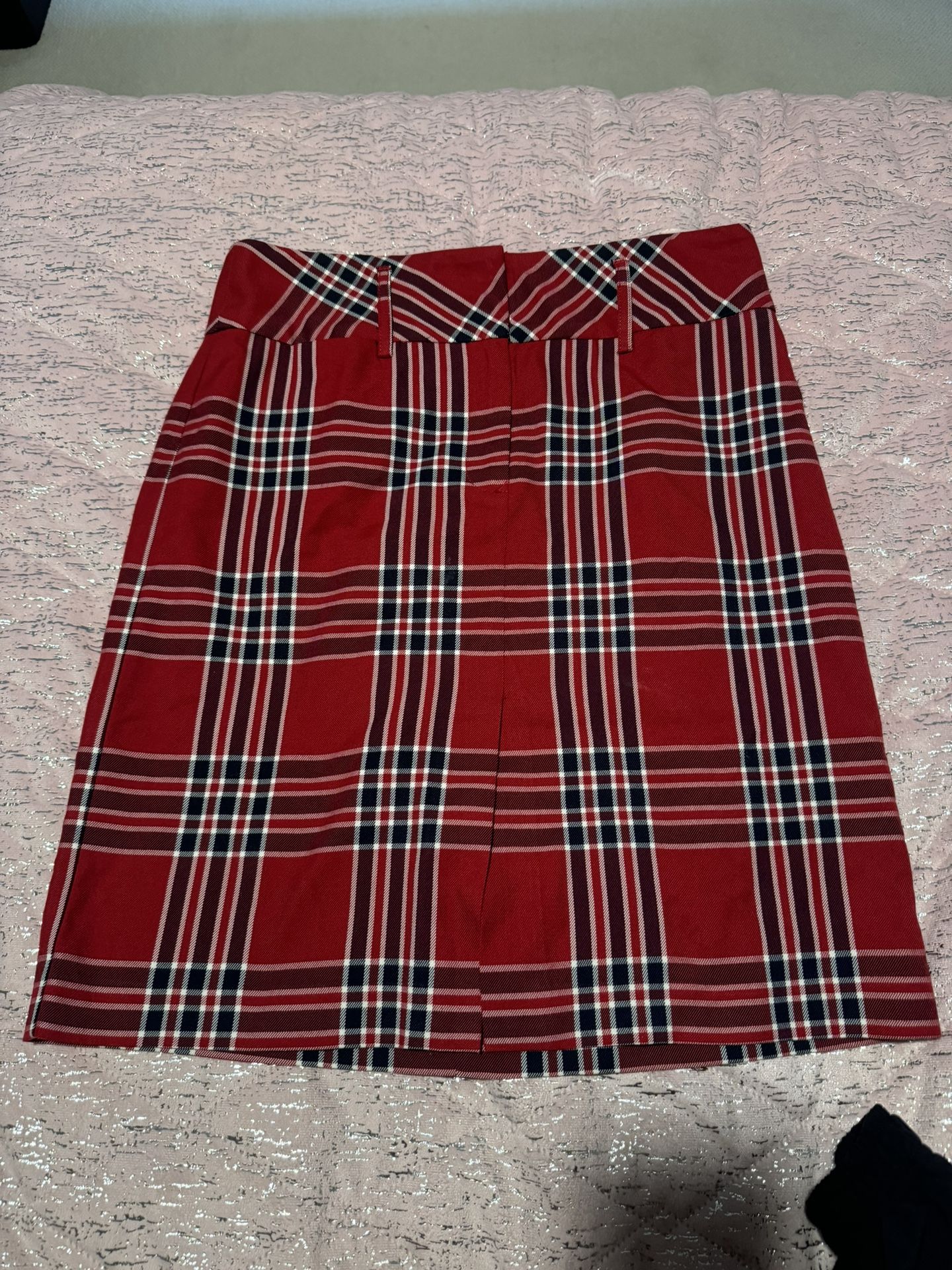 Womens Size 4 Small Tommy Hilfiger Red Plaid Pencil Skirt