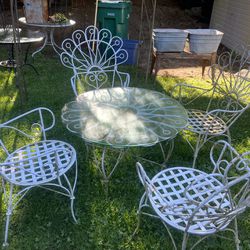 Vintage Iron Garden Table And Chairs 