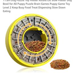 11.8In Dog Puzzle Toy Feeder Rotate Lid Slow Feeder Dog Bowl for All Puppy Puzzle Brain Games Puppy Game Toy Level 2 Keep Busy Food Treat Dispensing S