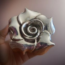 Vintage 925 Sterling Silver Large 3D Rose Brooch Pin Or Pendant From Israel