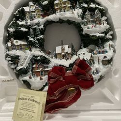 Thomas Kincade Village Christmas Illuminated Wreath